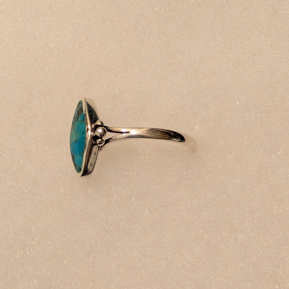 925 Sterling Silver Kingman Mohave Turquoise Ring - Picture 2 of 5